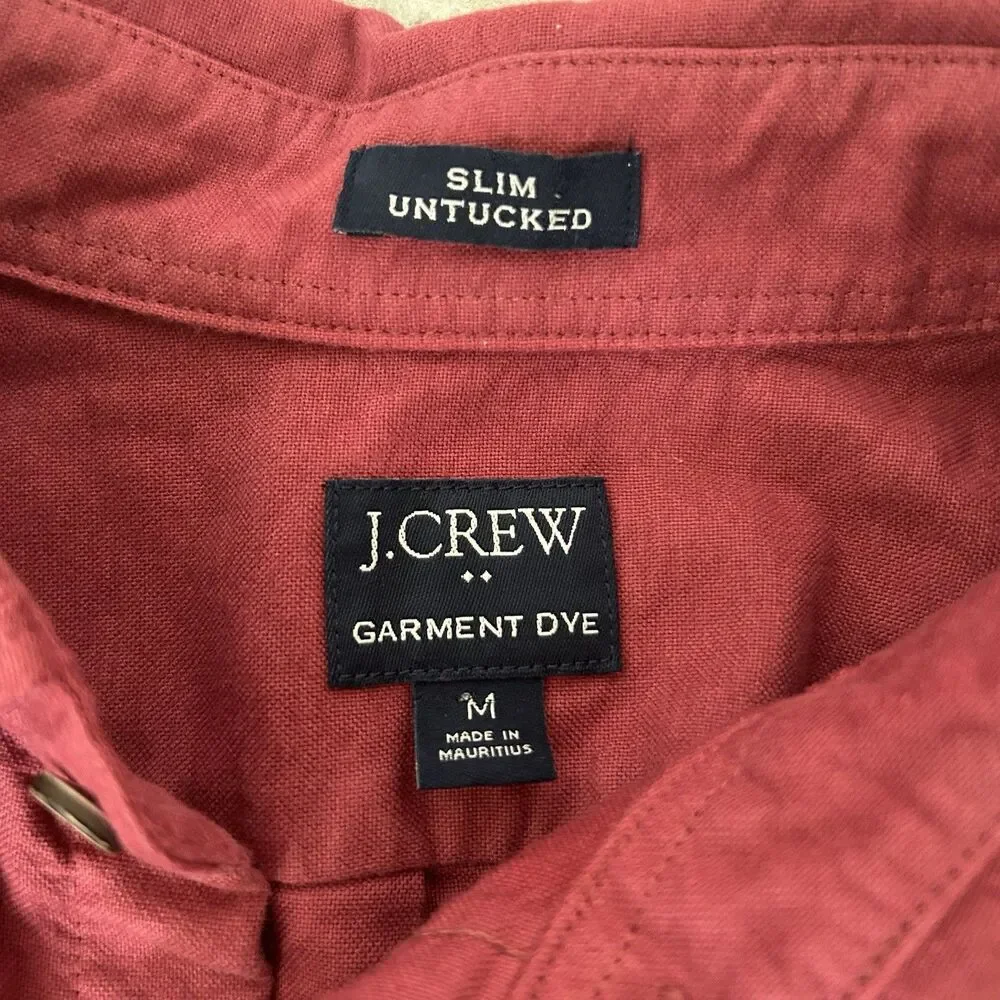 Maroon Red J Crew Slim Untucked Button Down Shirt 100% Cotton